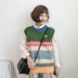 Mùa xuân phụ nữ Hàn Quốc phiên bản mới retro lỏng trẻ em vui vẻ màu khâu vest vest ngọt ngào sinh viên hoang dã áo len