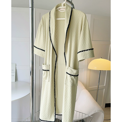 Летний милый сексуальный банный халат, хлопковая длинная летняя пижама, 2023, короткий рукав, изысканный стиль