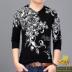 Mùa thu mới trung niên của nam giới V-Cổ in hoa áo len phần mỏng áo len cashmere Hàn Quốc phiên bản của lỏng T-Shirt nam quần áo Áo len Cashmere