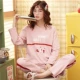 Đồ ngủ Hàn Quốc phụ nữ mùa xuân và mùa thu cotton dài tay phù hợp với phim hoạt hình mùa thu và mùa đông cô gái có thể mặc mùa hè tươi mát và đơn giản phục vụ tại nhà - Cặp đôi