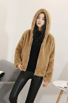 2018 mùa đông mới của Hàn Quốc phiên bản của giả mink fur coat nữ đoạn ngắn rex thỏ tóc loose dày trùm đầu fur coat Faux Fur