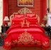 Fu Anna mới cưới bốn bộ giường bông cotton đỏ thêu sản phẩm giường mới cưới sáu hoặc tám mươi bộ - Bộ đồ giường bốn mảnh