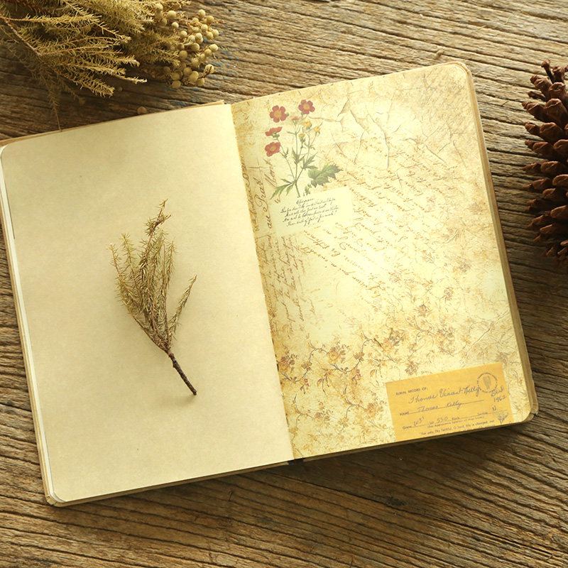 复古笔记本子日记本创意欧式彩页插画记事本手绘学生文艺厚手账本