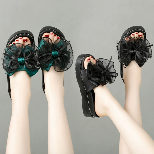 Тапочки с бантиком на платформе, обувь, нескользящие слайдеры, коллекция 2023