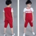 Quần áo bé trai hè 2018 phiên bản mới của Hàn Quốc cho bé trai cổ tròn tay ngắn hai mảnh phù hợp với thể thao và giải trí