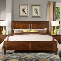 Nội thất châu Âu Mỹ đơn giản giường đôi 1,8 m gỗ rắn retro đơn giản giường cưới giường ngủ bàn giường - Bộ đồ nội thất ghế sofa phòng khách