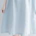 [清 濯] Pleated Lantern Sleeve vòng cổ cao eo Casual váy - trắng đầm rút dây eo Váy eo cao