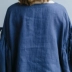 [清 濯] tòa án Retro lá sen lớn tay áo lỏng lẻo bông và vải lanh đầu mùa thu màu xanh hải quân áo sơ mi