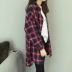 Xuân 2018 phiên bản Hàn Quốc mới của đại học áo gió kẻ sọc dài áo sơ mi nữ dài tay nữ sinh viên áo sơ mi kẻ nữ dài tay Áo sơ mi dài tay