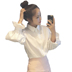 2018 mùa thu mới cao đẳng gió phun tay áo dài tay áo trắng Hàn Quốc phiên bản của lỏng hoang dã áo sơ mi nữ sinh viên triều áo sơ mi trắng nữ công sở Áo sơ mi dài tay
