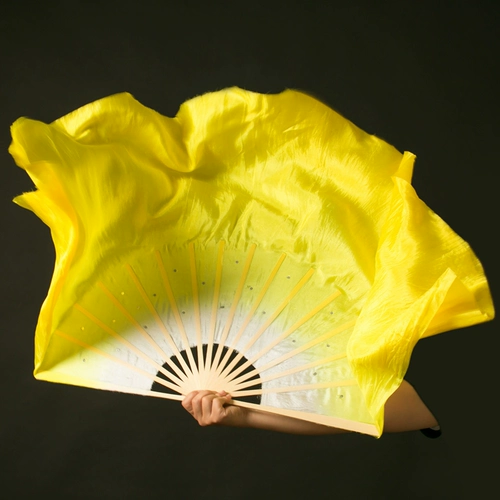 Цаооооооу янге фанат фанат истинный фанат шелкового танца двойной градиент -градиент желтый классический танец китайский стиль квадрат квадрат