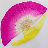 Действительно шелковый красный вентилятор+градиент желтый шелковый шарф