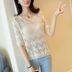 Ngắn openwork lưới áo mùa hè phần mỏng tay áo áo len đan áo lỏng hoang dã mùa hè điều hòa không khí áo triều thời trang nữ 2021 Đan Cardigan