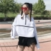 Mùa thu của phụ nữ 2018 Hàn Quốc phiên bản của sự tương phản màu cao cổ áo đoạn ngắn dài tay áo len Harajuku phong cách loose hoang dã phụ nữ áo khoác áo nữ đẹp Áo len
