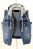 Mùa xuân và Mùa Thu Hàn Quốc phiên bản của hoang dã ngắn không tay trùm đầu denim vest nữ mùa hè vest mỏng vest jacket coat kích thước lớn áo kiểu nữ hàn quốc cao cấp Áo vest