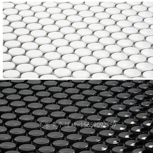 Новый продукт Продвижение керамическое кружок Черно -белая мозаика кухня анти -скользящая наклейка на стены ванной