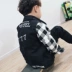 Áo vest trẻ em lỗ denim 2018 xuân hè mới cho bé trai Phiên bản Hàn Quốc của phần thêu chữ thủy triều màu đen cho bé - Áo ghi lê áo gió trẻ em Áo ghi lê