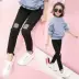 Quần legging nữ mùa xuân và mùa thu đen dài quần denim chân bút chì trẻ em lớn 2018 quần áo mùa thu mới cho trẻ em