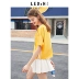 Áo thun ngắn tay Lecho nữ 2019 xuân mới dành cho nữ áo sơ mi nửa tay nửa rộng giản dị - Áo phông Áo phông