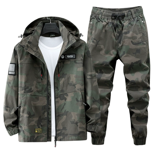 Осенний хлопковый эластичный камуфляжный износостойкий комплект, трендовая толстовка с капюшоном для работы, защита от ожогов