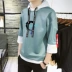 Áo len nam áo hoodie thủy triều hip hop mùa xuân và mùa thu tay áo bảy điểm xu hướng sinh viên áo sơ mi nam áo khoác nam - Áo len