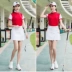 18 new golf quần áo phù hợp với mùa hè ladies đứng cổ áo POLO áo váy slim slimming xếp li váy Golf