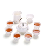 Celadon Litto Litto Вся японская стиль кунг -фу чай набор белый фарфоровый облегчение рисунок золотой сливы.