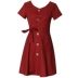 ◆ yang momo ◆ v- cổ đầm eo cao với màu đỏ xù tim máy thiết kế váy cảm giác một váy váy đầm xòe trung niên A-Line Váy