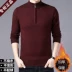 Mùa thu và mùa đông người mẫu trung niên áo len cashmere nửa cổ áo dây kéo áo len dày ấm áo len nam kích thước lớn cha