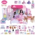 Búp bê Barbie đặt bé gái công chúa với giường học sinh chung di chuyển nhỏ furniture đồ nội thất 1 phòng ngủ 2 tuổi - Búp bê / Phụ kiện