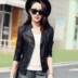 New đầu máy Slim nhỏ da của phụ nữ mùa xuân và mùa thu đoạn ngắn hoang dã Mu áo khoác Hàn Quốc phiên bản của phù hợp với áo khoác nữ xu hướng áo da đen Quần áo da