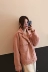 Mimius custom 2018 thu đông mới áo khoác lông màu hồng tua rua ngắn
