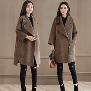Áo len mùa thu 2019 mới thời trang Hàn Quốc hoang dã dài phần lớn túi len áo khoác len - Trung bình và dài Coat