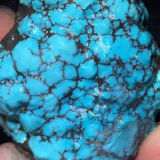 Ювелирные камни 湖北天然原矿无优化高瓷蓝绿松石毛料云盖寺乌兰花网花水草纹