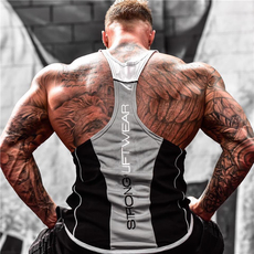 Одежда для фитнеса 新款运动背心男紧身衣健身国际速干衣肌肉型兄弟弹力无袖大码潮