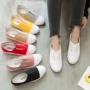 2018 mùa xuân mới breathable giày vải nữ một bàn đạp giày lười giày nhỏ màu trắng sinh viên Hàn Quốc phiên bản của hoang dã giày thường giầy cao gót nữ