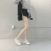 Mùa hè mới của Hàn Quốc phiên bản của các trường đại học gió quần chân cạnh màu giản dị hoang dã đàn hồi eo quần short thể thao quần nóng nữ triều quần short lửng nữ Quần short