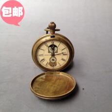 Винтажные карманные часы 瑞士的安哥拉斯铜怀表 双面开手动老式机械表 日月星辰西洋表