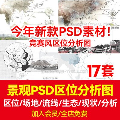 5684超新竞赛拼贴风PSD分析图合集 地理区位流线园林景观规...-1