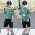 Quần áo bé trai phù hợp với mùa hè 2019 Trẻ em mới phiên bản Hàn Quốc đẹp trai ngắn tay hai mảnh mùa hè đại dương - Phù hợp với trẻ em Phù hợp với trẻ em