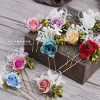 Ретро красочная китайская шпилька для невесты, аксессуары, аксессуар для волос, заколка для волос с аксессуарами, розы, в цветочек