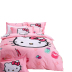 Hello Kitty phim hoạt hình mèo bông bộ đồ giường denim chải kt lanh chăn trẻ em gái bông - Bộ đồ giường bốn mảnh chăn ga gối đệm giá rẻ Bộ đồ giường bốn mảnh