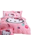 Hello Kitty phim hoạt hình mèo bông bộ đồ giường denim chải kt lanh chăn trẻ em gái bông - Bộ đồ giường bốn mảnh