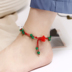 Làm bằng tay màu đỏ dây mã não vòng chân nữ tính khí đơn giản sinh viên bốn- lá chú hề Hàn Quốc phiên bản của chuông chân vòng phụ kiện Vòng chân