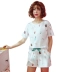 Bộ đồ ngủ mùa hè của phụ nữ phù hợp với ngắn tay hai mảnh mùa hè Hàn Quốc phiên bản của bông lỏng sinh viên tươi có thể mặc quần áo nhà mỏng Bên ngoài ăn mặc