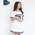 Cô gái cotton thể thao phù hợp với mùa hè phiên bản mới của Hàn Quốc quần áo trẻ em cha mẹ trẻ em lớn trẻ em giản dị váy ngắn tay quần hai mảnh - Phù hợp với trẻ em Phù hợp với trẻ em