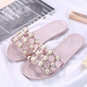 Giày đế bệt nữ thoáng mát mùa hè 2018 phiên bản mới của Hàn Quốc của ngọc trai rỗng dép thời trang mặc học sinh kéo từ