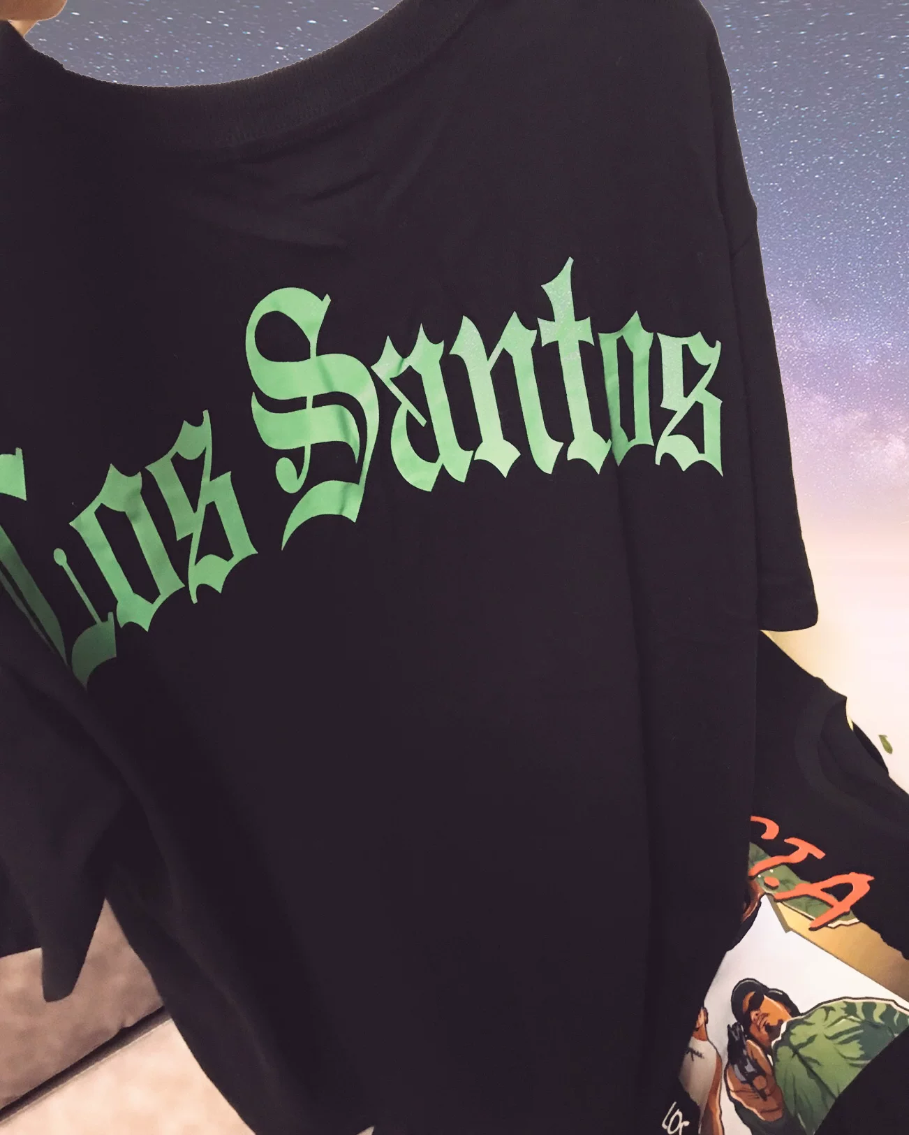 Chill47 вышивка Los Santos West Coast Bandit Bandling loose hip hop wind T-shirt