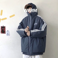 Mùa đông Hàn Quốc thương hiệu triều sọc sọc đôi áo khoác cotton sinh viên dày áo ấm xu hướng áo khoác cotton - Trang phục Couple