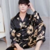 Của nam giới mùa xuân và mùa hè ngắn tay đồ ngủ lụa hai mảnh dài tay băng lụa Hàn Quốc phiên bản của kích thước lớn nhà thoáng khí dịch vụ phù hợp với pijama nam trung niên Bộ Pajama